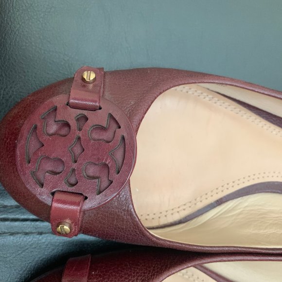 Tory Burch Burgundy Red Flats 7.5 7.5M - Picture 2 of 7